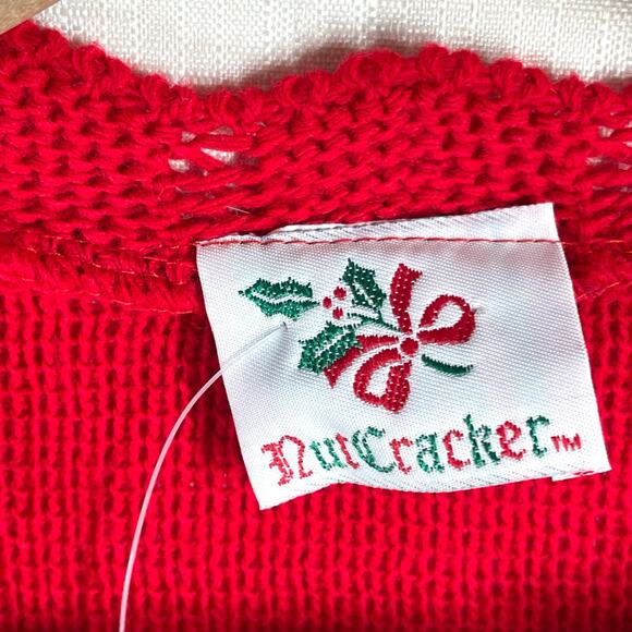 NUTCRACKER Christmas Holiday Sweater Size L Red Embellished Angel Snowman Winter - Picture 10 of 16